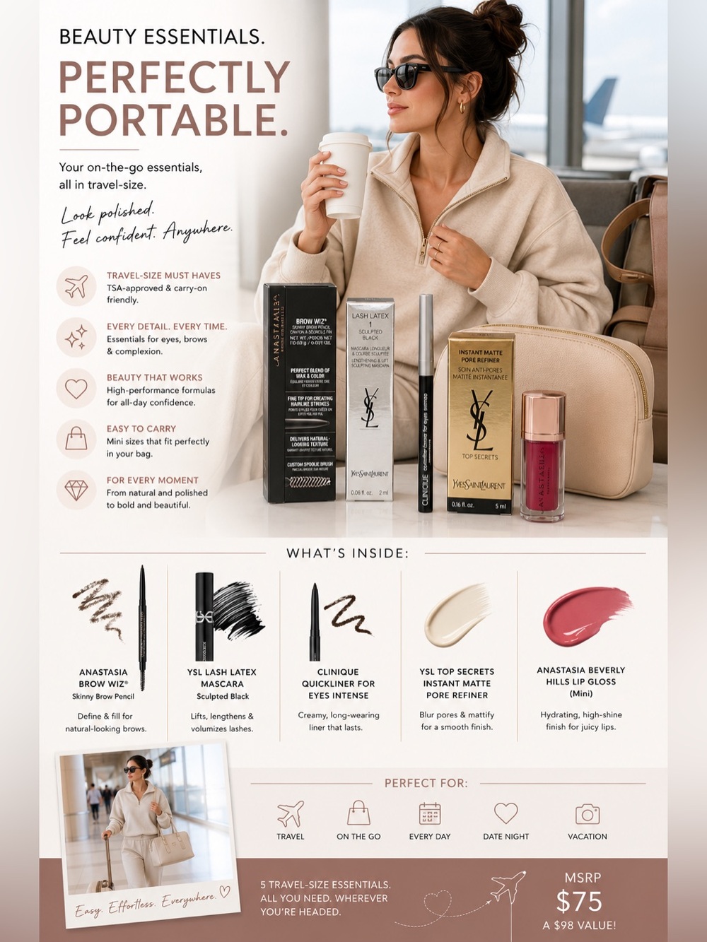 Luxury Makeup Bundle – YSL, Anastasia Beverly Hills, Clinique | All New